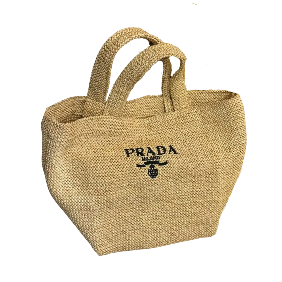 Prada Raffia Handbag – Beige