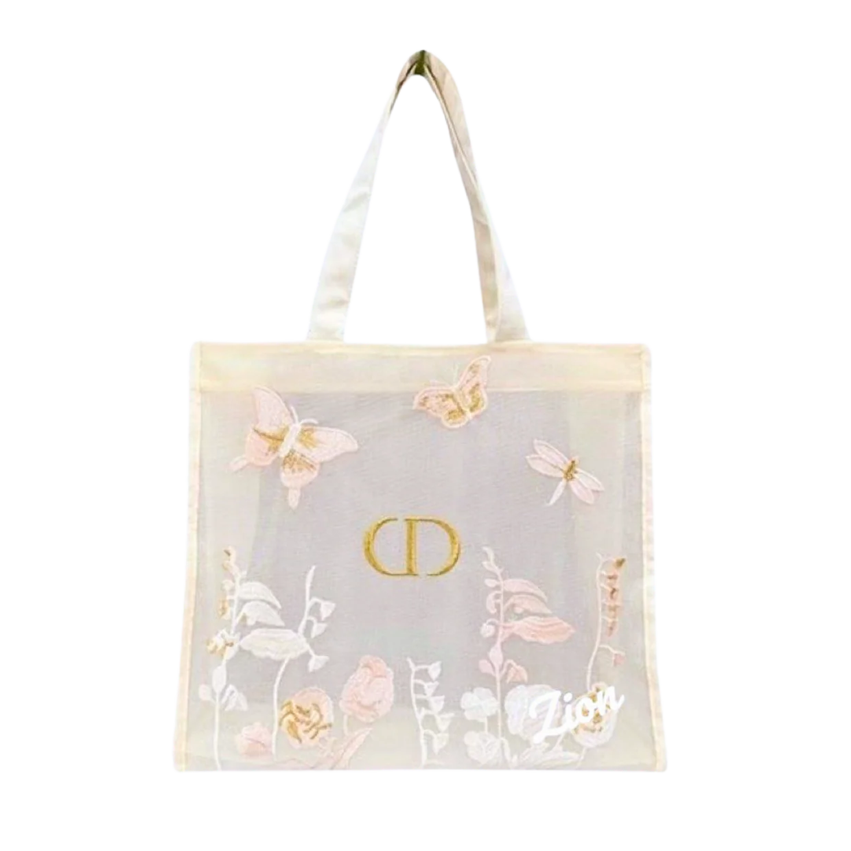 Dior Beauty Embroidered Butterflies & Dragonflies Tote Bag