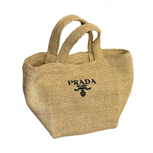 Prada Raffia Handbag – Beige